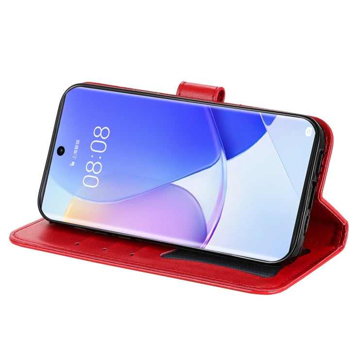 For Huawei nova 9 / Honor 50 7-petal Flowers Embossed Flip Leather Phone Case with Holder & Card Slots(Red)
