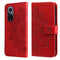 For Huawei nova 9 / Honor 50 7-petal Flowers Embossed Flip Leather Phone Case with Holder & Card Slots(Red)