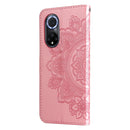For Huawei nova 9 / Honor 50 7-petal Flowers Embossed Flip Leather Phone Case with Holder & Card Slots(Rose Gold)