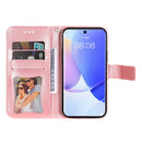 For Huawei nova 9 / Honor 50 7-petal Flowers Embossed Flip Leather Phone Case with Holder & Card Slots(Rose Gold)