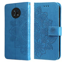 For Nokia G50 7-petal Flowers Embossed Flip Leather Phone Case with Holder & Card Slots(Blue)