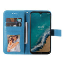 For Nokia G50 7-petal Flowers Embossed Flip Leather Phone Case with Holder & Card Slots(Blue)
