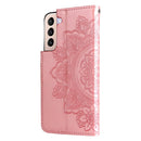 For Samsung Galaxy S22 5G 7-petal Flowers Embossed Flip Leather Phone Case with Holder & Card Slots(Rose Gold)