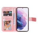 For Samsung Galaxy S22 5G 7-petal Flowers Embossed Flip Leather Phone Case with Holder & Card Slots(Rose Gold)