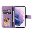 For Samsung Galaxy S22+ 5G 7-petal Flowers Embossed Flip Leather Phone Case with Holder & Card Slots(Light Purple)
