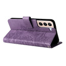 For Samsung Galaxy S22+ 5G 7-petal Flowers Embossed Flip Leather Phone Case with Holder & Card Slots(Light Purple)