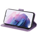For Samsung Galaxy S22+ 5G 7-petal Flowers Embossed Flip Leather Phone Case with Holder & Card Slots(Light Purple)
