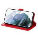 Samsung Galaxy S22 UItra 5G 7-petal Flowers Embossed Flip Leather Phone Case with Holder & Card Slots(Red)