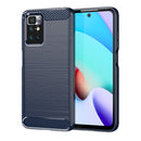 For Xiaomi Redmi Note 11 Brushed Texture Carbon Fiber TPU Phone Case(Blue)