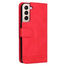 For Samsung Galaxy S22 Skin Feel Life Tree Metal Button Horizontal Flip Leather Phone Case(Red)