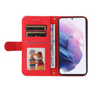 For Samsung Galaxy S22 Skin Feel Life Tree Metal Button Horizontal Flip Leather Phone Case(Red)