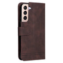 For Samsung Galaxy S22 Skin Feel Life Tree Metal Button Horizontal Flip Leather Phone Case(Brown)
