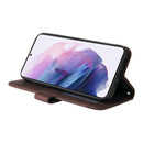 For Samsung Galaxy S22 Skin Feel Life Tree Metal Button Horizontal Flip Leather Phone Case(Brown)