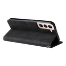 For Samsung Galaxy S22 Skin Feel Life Tree Metal Button Horizontal Flip Leather Phone Case(Black)