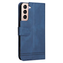 For Samsung Galaxy S22 Skin Feel Life Tree Metal Button Horizontal Flip Leather Phone Case(Blue)
