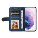 For Samsung Galaxy S22 Skin Feel Life Tree Metal Button Horizontal Flip Leather Phone Case(Blue)