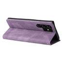 For Samsung Galaxy S22 Ultra Skin Feel Life Tree Metal Button Horizontal Flip Leather Phone Case(Purple)
