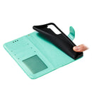 For Samsung Galaxy S22 5G Lace Flower Leather Phone Case with Holder & Card Slots & Wallet & Photo Frame(Green)