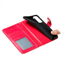 For Samsung Galaxy S22 5G Lace Flower Leather Phone Case with Holder & Card Slots & Wallet & Photo Frame(Red)