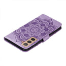 For Samsung Galaxy S22 5G Sun Mandala Embossing Pattern Phone Leather Case with Holder & Card Slots & Wallet & Lanyard(Purple)