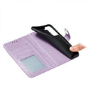 For Samsung Galaxy S22 5G Sun Mandala Embossing Pattern Phone Leather Case with Holder & Card Slots & Wallet & Lanyard(Purple)