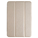 Silk Texture Three-fold Horizontal Flip Leather Tablet Case with Holder For iPad mini 6(Gold)