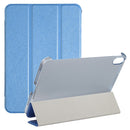 Silk Texture Three-fold Horizontal Flip Leather Tablet Case with Holder For iPad mini 6(Blue)
