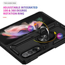 For Samsung Galaxy Z Fold3 5G Shockproof TPU + PC Phone Case with Rotating Holder(Black)