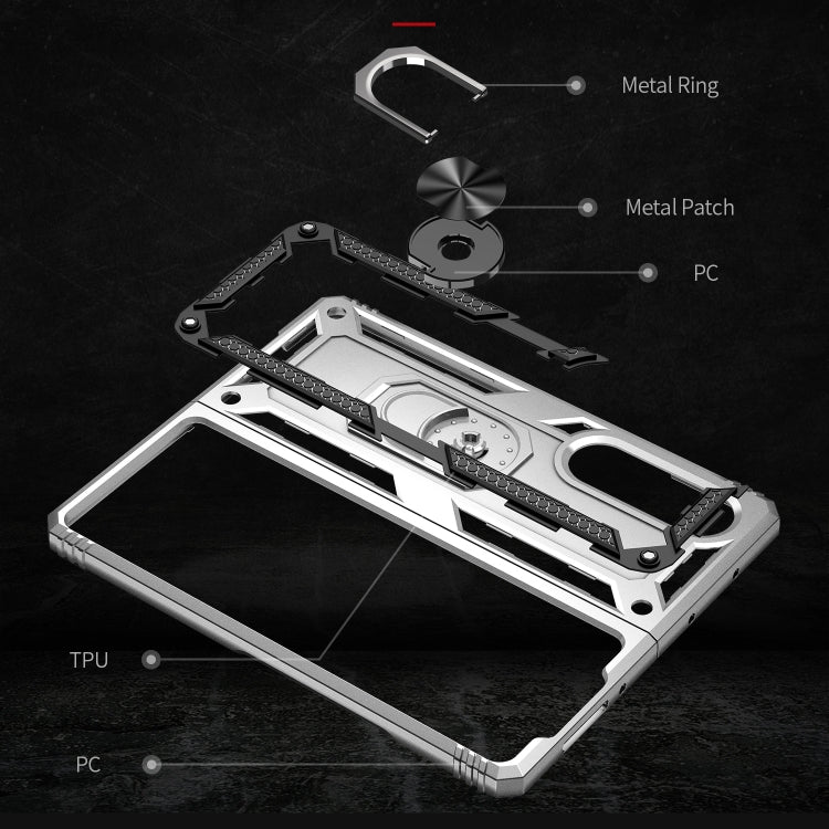 For Samsung Galaxy Z Fold3 5G Shockproof TPU + PC Phone Case with Rotating Holder(Silver)