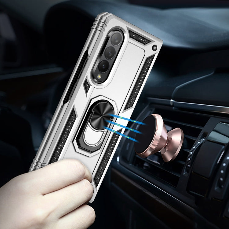 For Samsung Galaxy Z Fold3 5G Shockproof TPU + PC Phone Case with Rotating Holder(Silver)