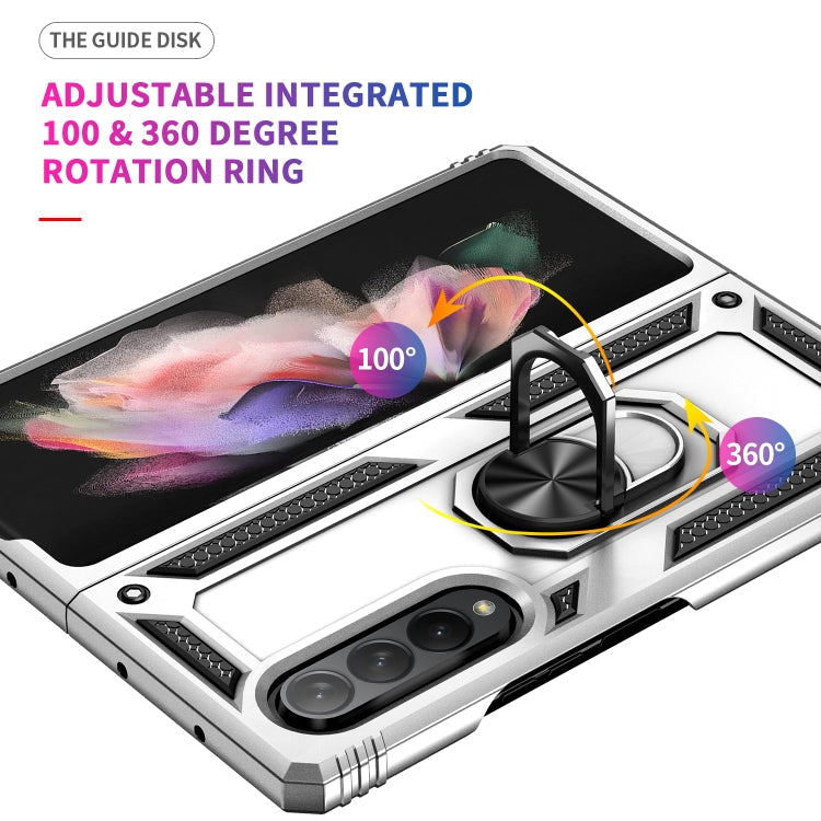 For Samsung Galaxy Z Fold3 5G Shockproof TPU + PC Phone Case with Rotating Holder(Silver)