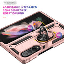 For Samsung Galaxy Z Fold3 5G Shockproof TPU + PC Phone Case with Rotating Holder(Rose Gold)