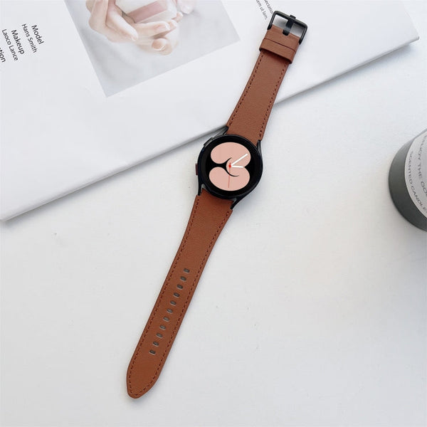 For Samsung Galaxy Watch4 40mm / 44mm Double-sided Leather Strap Watch Band(Brown)