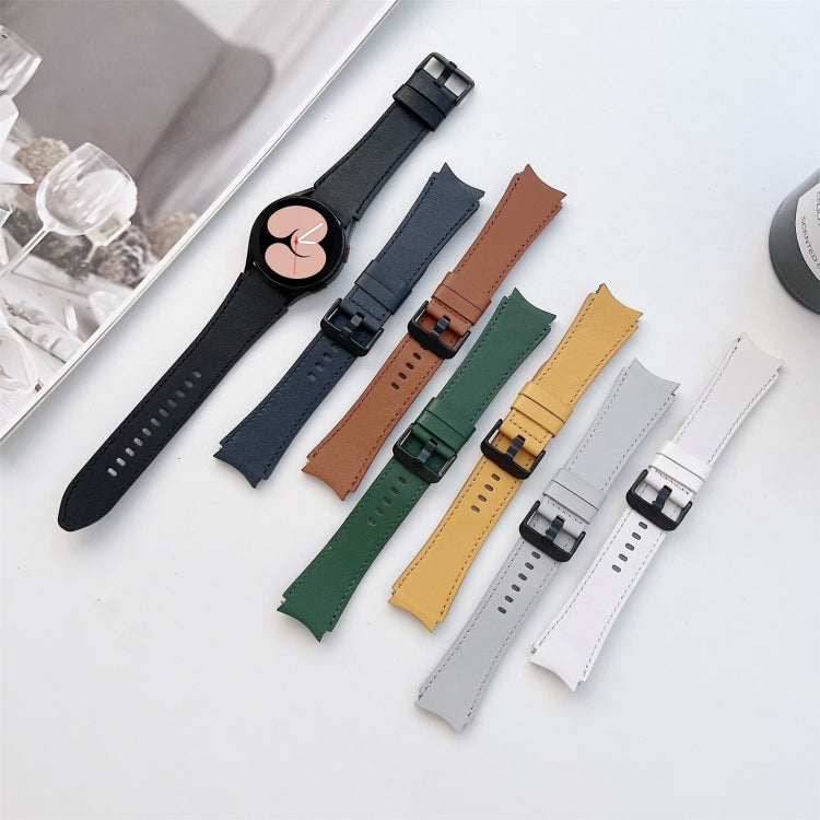For Samsung Galaxy Watch4 40mm / 44mm Double-sided Leather Strap Watch Band(Brown)