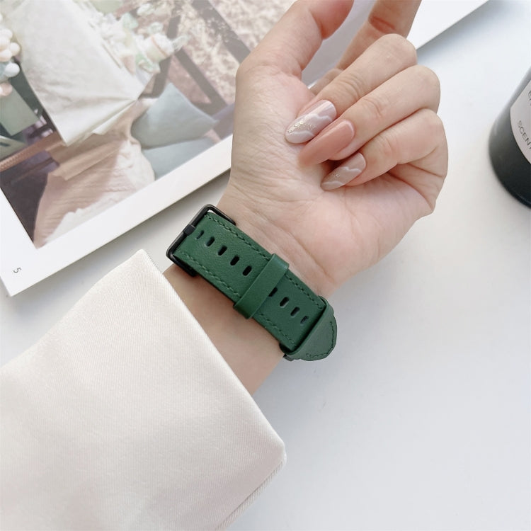 For Samsung Galaxy Watch4 40mm / 44mm Double-sided Leather Strap Watch Band(Green)