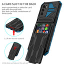 For OPPO A16 Armor Card PC + TPU Shockproof Phone Case with Card Slot & Invisible Holder(Blue)