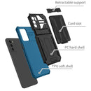 For OPPO A16 Armor Card PC + TPU Shockproof Phone Case with Card Slot & Invisible Holder(Blue)