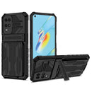 For OPPO A54 Armor Card PC + TPU Shockproof Phone Case with Card Slot & Invisible Holder(Black)