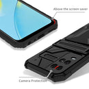 For OPPO A54 Armor Card PC + TPU Shockproof Phone Case with Card Slot & Invisible Holder(Black)