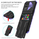 For OPPO A54 Armor Card PC + TPU Shockproof Phone Case with Card Slot & Invisible Holder(Purple)