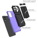 For OPPO A54 Armor Card PC + TPU Shockproof Phone Case with Card Slot & Invisible Holder(Purple)