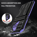 For OPPO A54 Armor Card PC + TPU Shockproof Phone Case with Card Slot & Invisible Holder(Purple)