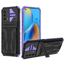 For OPPO A74 Armor Card PC + TPU Shockproof Phone Case with Card Slot & Invisible Holder(Purple)