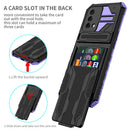 For OPPO A74 Armor Card PC + TPU Shockproof Phone Case with Card Slot & Invisible Holder(Purple)