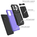 For OPPO A74 Armor Card PC + TPU Shockproof Phone Case with Card Slot & Invisible Holder(Purple)