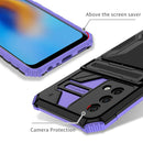 For OPPO A74 Armor Card PC + TPU Shockproof Phone Case with Card Slot & Invisible Holder(Purple)