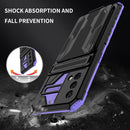 For OPPO A74 Armor Card PC + TPU Shockproof Phone Case with Card Slot & Invisible Holder(Purple)