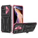 For Xiaomi Redmi Note 11 Pro Armor Card PC + TPU Shockproof Phone Case with Card Slot & Invisible Holder(Pink)