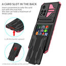 For Xiaomi Redmi Note 11 Pro Armor Card PC + TPU Shockproof Phone Case with Card Slot & Invisible Holder(Pink)