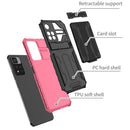 For Xiaomi Redmi Note 11 Pro Armor Card PC + TPU Shockproof Phone Case with Card Slot & Invisible Holder(Pink)